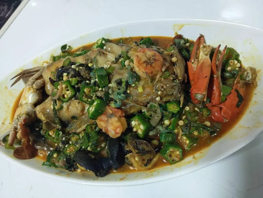 MONSTER-OKRO SEAFOOD - With RED SNIPPER COMES WITH ONE SWALLOW